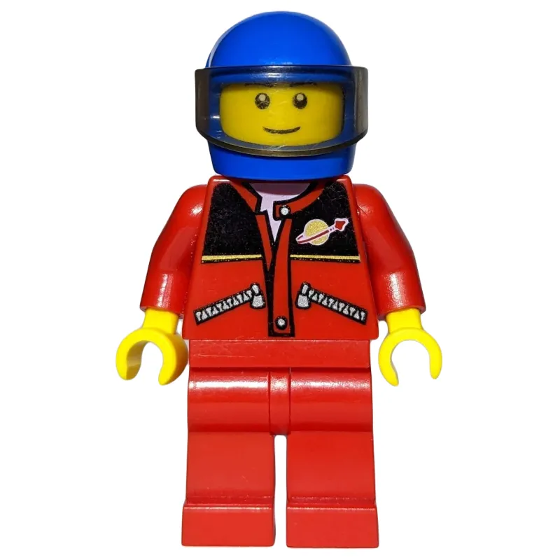 Racer, Red Jacket with Classic Space Logo, Blue Helmet with Visor