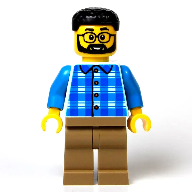 Man, Light Aqua Torso, Dark Tan Legs, Black Hair