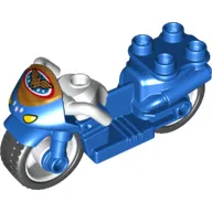 Duplo Motorcycle with Rubber Wheels, White Handlebars, Headlights and Wonder Woman Logo Print