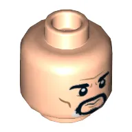 Minifig Head Doctor Strange, Eyebrows, Black and White Goatee, Wrinkles and Cheek Lines, Neutral / Angry Print