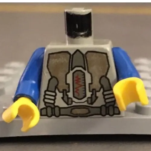 Torso Spacesuit with Gold Triangular Machinery and Belt Print, Blue Arms, Yellow Hands