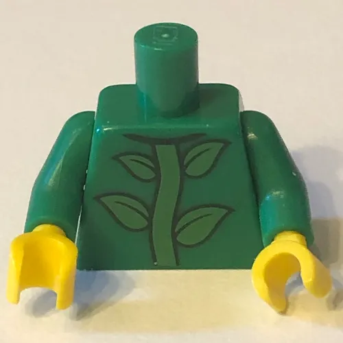 Torso Leaves and Stem Plant Print, Green Arms, Yellow Hands