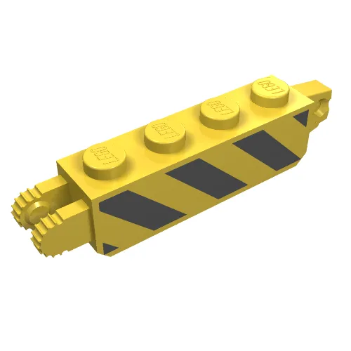 Hinge Brick 1 x 4 Locking with Danger Stripes Black Print