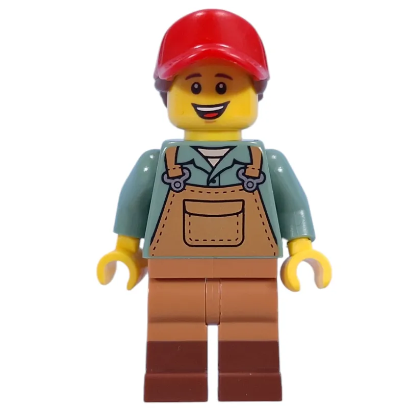 Gardener, Sand Blue Torso, Medium Nougat Apron, Red Cap