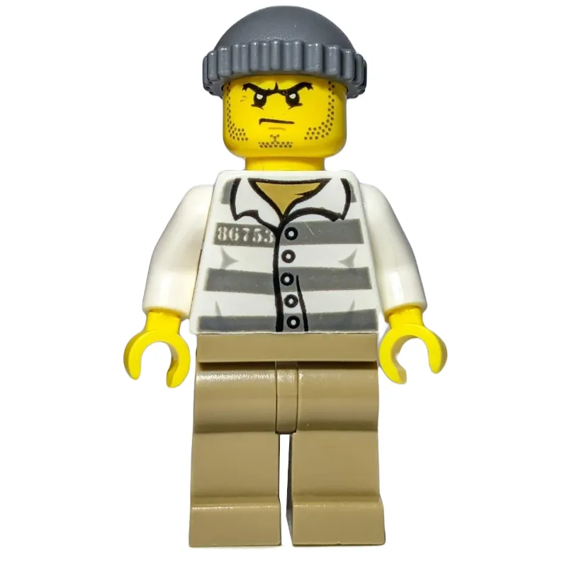 Criminal, Prison Shirt '86753', Dark Tan Legs, Hat, Stubble