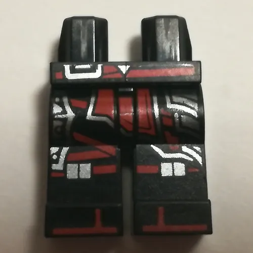 Hips and Black Legs with Dark Red and Silver Armor Print