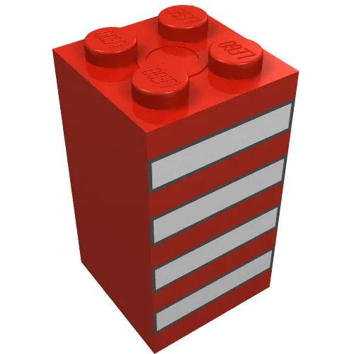 Brick 2 x 2 x 3 with White Stripes Black Outlined Print