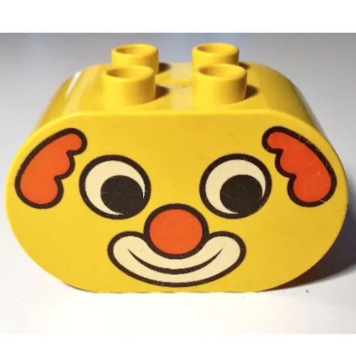 Duplo Brick 2 x 4 x 2 Rounded Ends with Clown Face Print