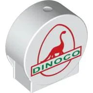 Duplo Brick 1 x 3 x 2 Round Top with Red Dinosaur and 'DINOCO' Print