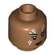 Minifig Head Valkyrie, White Lines over Eyes, Eyelashes, Dark Red Lips Print