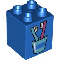 Duplo Brick 2 x 2 x 2 with Toothbrushes in Cup Print