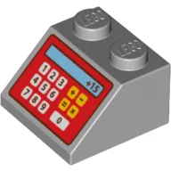 Brick Sloped 45° 2 x 2 with Red Cash Register and '+15' Print
