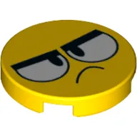 Tile Round 2 x 2 with Frowning Face, Thick Eyebrows Print