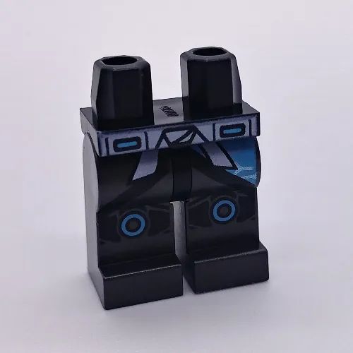 Hips and Black Legs with White Sash Belt and Knee Straps with Medium Azure Circles Print