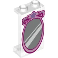 Panel 1 x 2 x 3 with Side Supports - Pink Outline Mirror - Hollow Studs