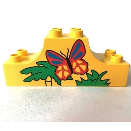 Duplo Brick 2 x 6 x 2 with Curved Ends, and Butterfly and Leaves Print