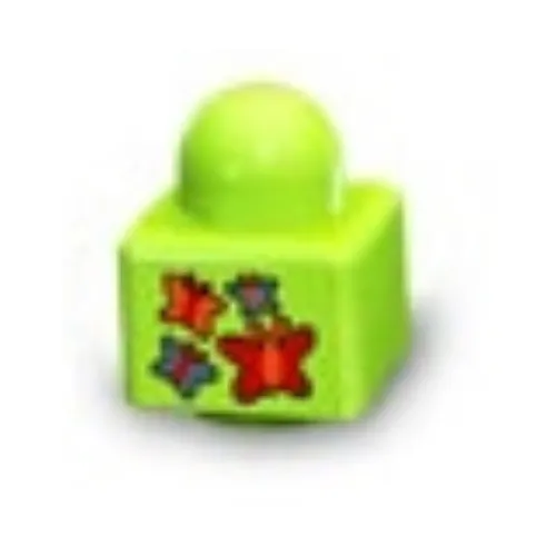 Primo Brick 1 x 1 with Four Butterflies / '4' Print