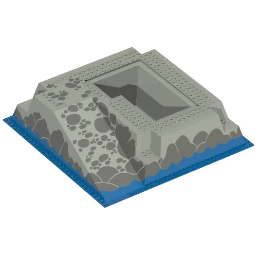 Baseplate Raised 32 x 32 with Ramp and Pit, Water, Gray Stones Print