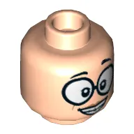 Minifig Head Edna Mode, Dual Sided, Large Round Glasses, Skeptical / Wide Smile with Teeth Print [Hollow Stud]