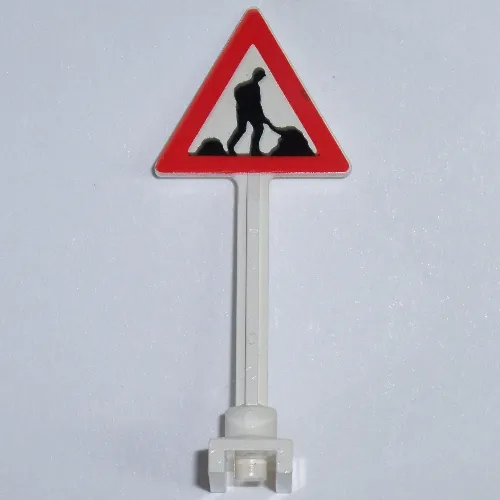 Road Sign Triangle with Roadworks Print - 2 Dirt Piles - Thick Worker