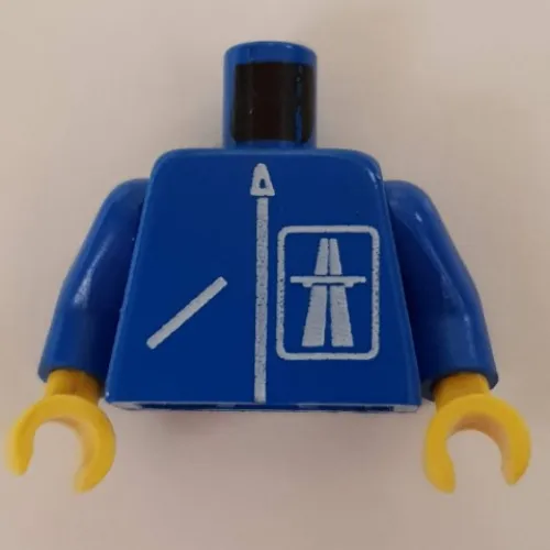Torso Jacket, Zipper, Highway Logo Print, Blue Arms, Yellow Hands
