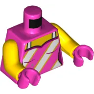 Torso, Tank Top, Light Bluish Gray Straps and 3 Diagonal Stripes, Silver Stars Print, Yellow Arms, Dark Pink Hands