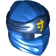 Wrap with Long Back Knot, Dark Blue Band Pattern with Yellow Asian Symbol Print