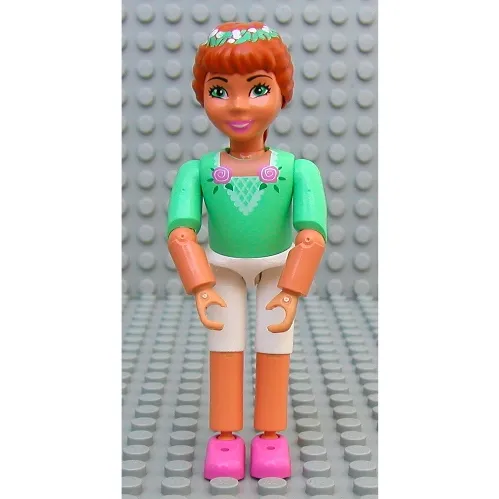 Belville Figure Articulated Elbows, Child, Female, Dark Orange Hair, Medium Green Shirt, White Short Pants, Flowers in Hair Print (Princess Flora)