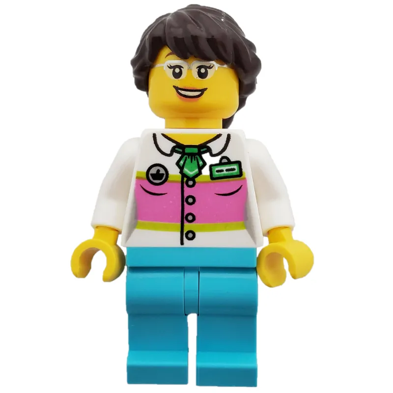 White Torso, Medium Azure Legs, Dark Brown Hair