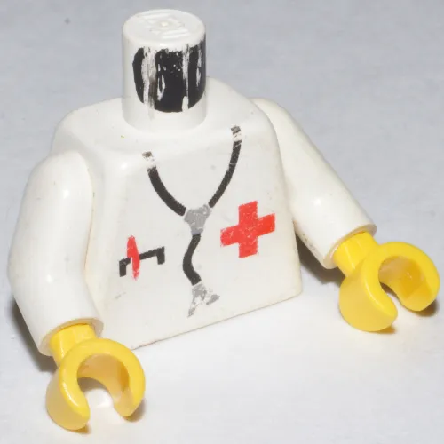 Torso Red Cross, Pocket with Pen, and Stethoscope Print (2018 Version), White Arms, Yellow Hands