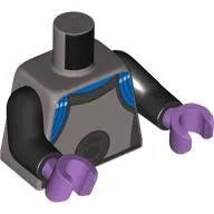 Torso Jumpsuit, Blue Markings, Dark Bluish Grey Trim, Connector Print (Mr Freeze), Black Arms, Lavender Hands