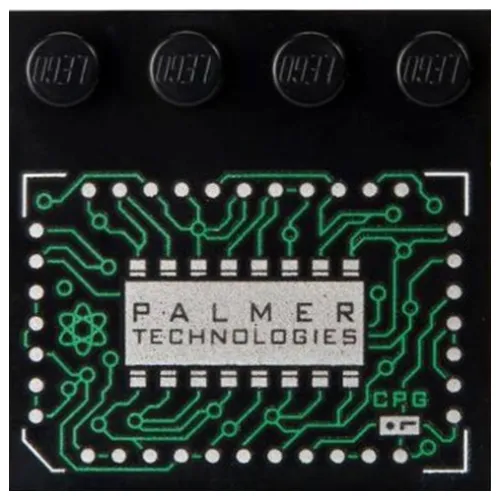 Plate Special 4 x 4, Studs on One Edge with Integrated Circuits and 'PALMER TECHNOLOGIES' print
