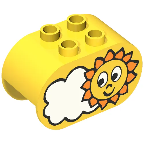 Duplo Brick 2 x 4 x 2 Rounded Ends with Sun and Cloud Print