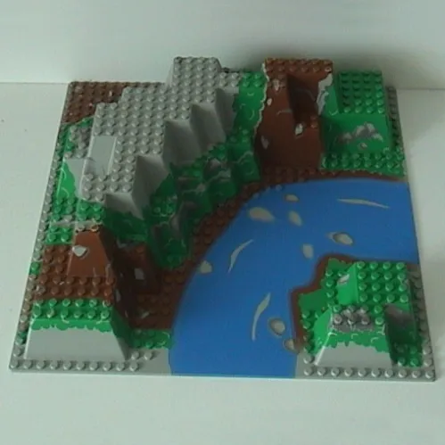 Baseplate Raised 32 x 32 Canyon with Brown and Green Mountain and River Rapids Print