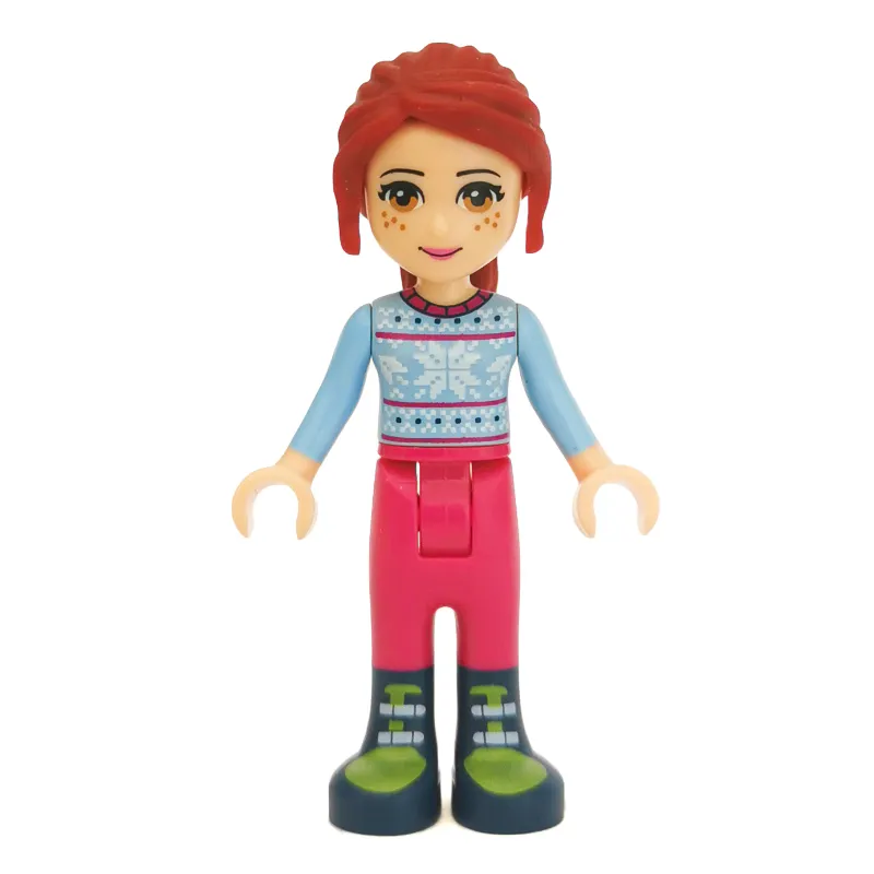 Mia - Bright Light Blue Sweater, Magenta Trousers