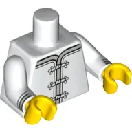 Torso Robe with Gray Trim and White Frog Clasps / Red Flower Medallion in Circle on Back Print, White Arms with Black and Gray Cuffs Print, Yellow Hands