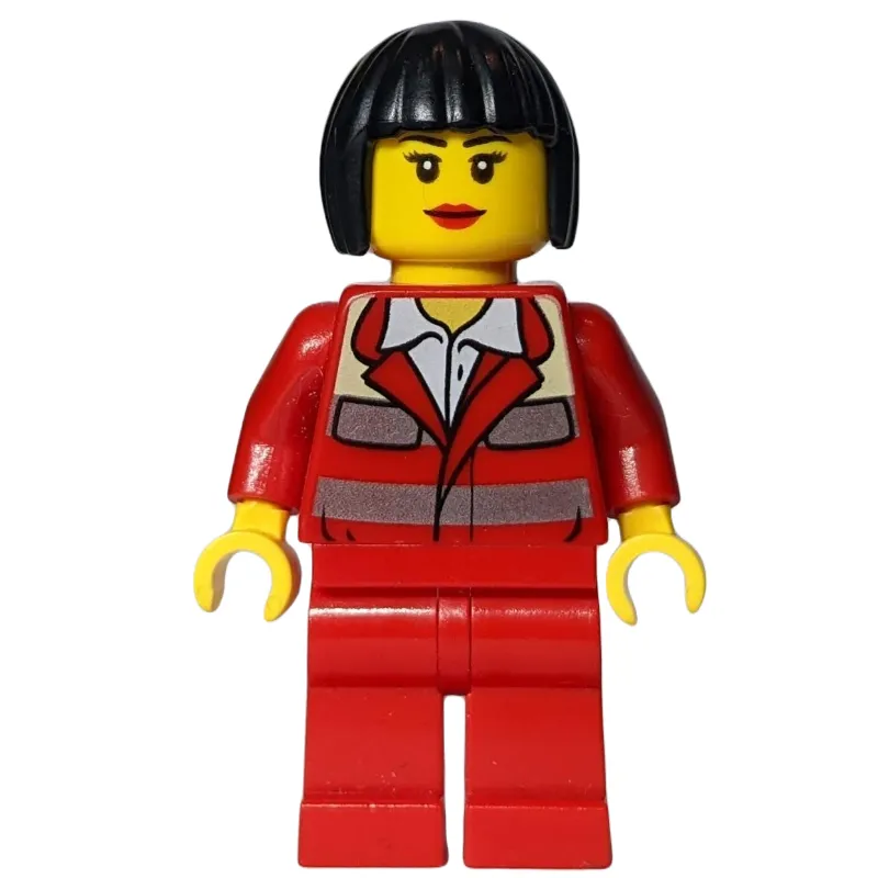Paramedic, Woman, Red Uniform, Black Hair