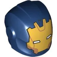 Helmet with Armor Plates and Ear Protectors with Gold Ironman Mask, White Eyes Print