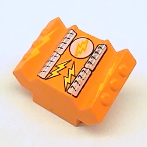 Brick Sloped 2 x 2 No Studs with Angled Side Block Extensions and Lightor Lightning Bolt Print