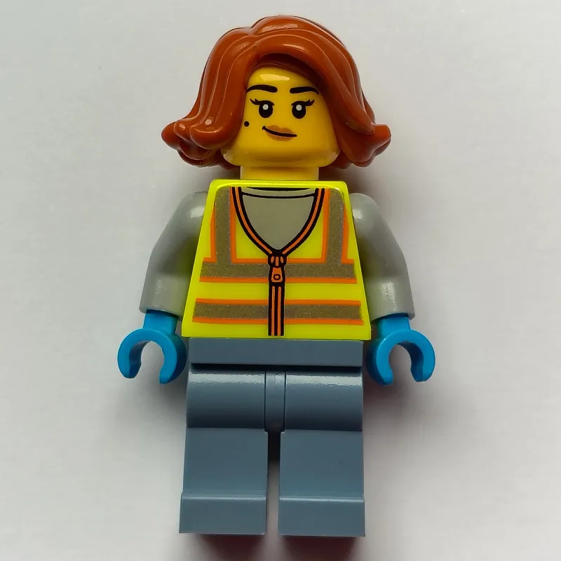 Scrapyard Worker, Vibrant Yellow Vest, Sand Blue Legs