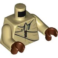 Torso, White Jacket, Tan Shirt, Orange Belt print, Tan Arms, Reddish Brown Hands