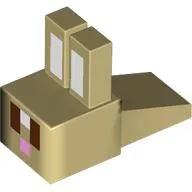 Animal Body Part, Rabbit Head Blocky with White Ears, Reddish Brown Eyes and Pink Nose Print