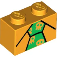 Brick 1 x 2 with Tie with Skulls Print