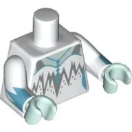 Torso Dress with Silver Points, Necklace, and Light Aqua Neck Print (Ice Queen), White Arms with Dark Azure Jagged Cuffs Print, Light Aqua Hands