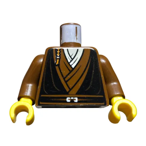 Torso Robe, Black Vest and Padawan Braid Print, Brown Arms, Yellow Hands