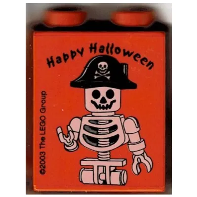 Duplo Brick 1 x 2 x 2, Happy Halloween Skeleton Pirate, Brick or Treat Ghost, 2003