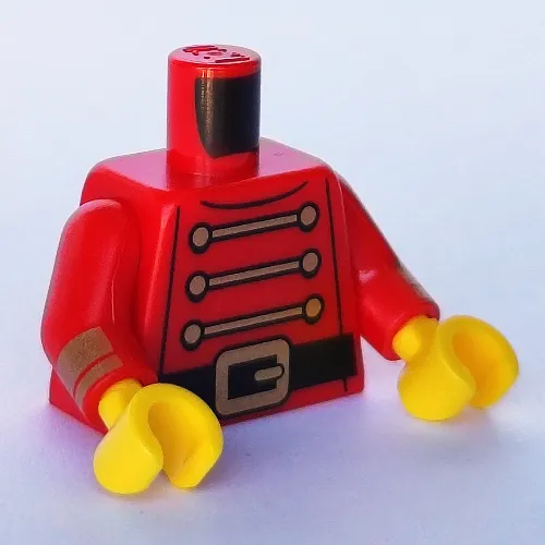 Torso Jacket, Soldier Uniform with Gold Laces, Black Belt Print, Red Arms, Yellow Hands