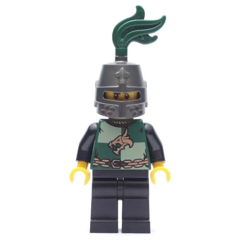 Dragon Knight, Dark Green, Helmet with Dark Green Plume, Moustache and Stubble (Pearl Dark Gray)