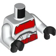 Torso Armor Clone Trooper Coruscant Guard with Red Markings and Belt print, White Arms, Black Hands