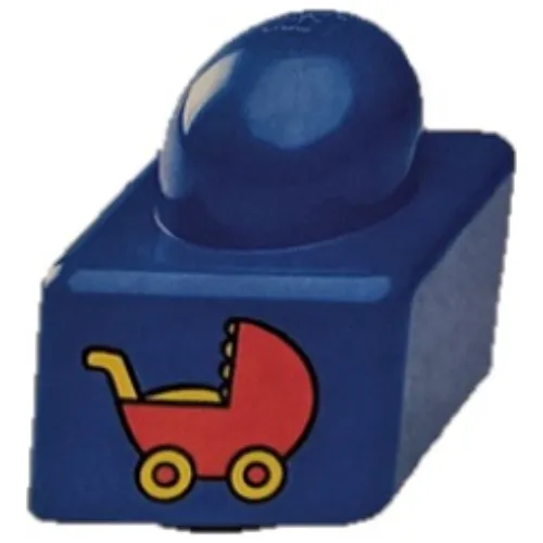 Primo Brick 1 x 1 with Red Baby Carriage Print